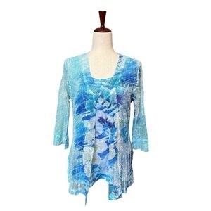 Impulse California 2 Piece Cardigan Tank Top Set. Blue Floral Size M #1398